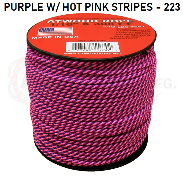 Atwood Rope COMMERCIAL FISHING Atwood 2 Color Patterned Rope 1/16" Butt Wrap Cord 23 Atwood Rope COMMERCIAL FISHING Atwood 2 Color Patterned Rope 1/16" Butt Wrap Cord